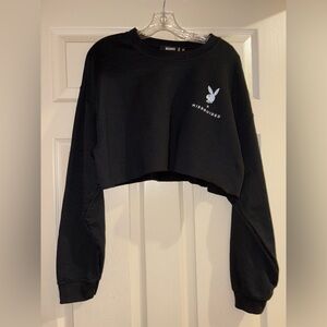 Missguided x Playboy Black Cropped Sweatshirt